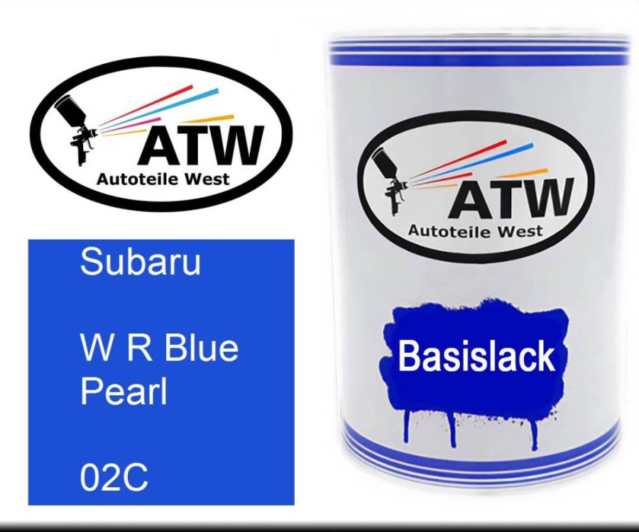 Subaru, W R Blue Pearl, 02C: 500ml Lackdose, von ATW Autoteile West.